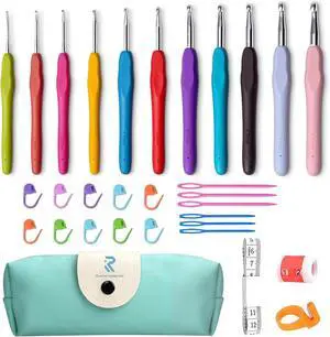 31pcs Crochet Hooks Set with Soft Handle and Case, 2mm(B) to 8mm(L) 31pcs Crochet Hooks Set with Soft Handle and Case, 2mm(B) to 8mm(L)