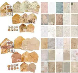 92 Pieces Mini Stationery Paper Envelopes and Sealing Sticker Set | 60 Vintage Writing Scrapbook Papers with 16 Matching Envelopes and 16 Round Seal Sticker 92 Pieces Mini Stationery Paper Envelopes and Sealing Sticker Set | 60 Vintage Writing Scrapbook Papers with 16 Matching Envelopes and 16 Round Seal Sticker