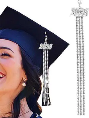 2026 Graduation Tassel for Grad Cap Decoration Silver Diamond Tassel | Graduation Ceremony Accessories 2026 Graduation Tassel for Grad Cap Decoration Silver Diamond Tassel | Graduation Ceremony Accessories