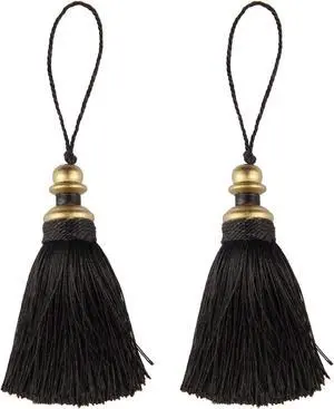 2 Pack Tassel Key Tassel with Loops for Home Decoration | DIY Decorative Tassel Accessories for Home, Door and Furniture Ornament Decoration Projects, Black 2 Pack Tassel Key Tassel with Loops for Home Decoration | DIY Decorative Tassel Accessories for Home, Door and Furniture Ornament Decoration Projects, Black