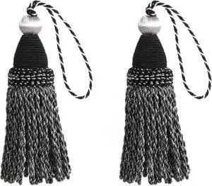 2 Pack Tassels with Loops, DIY Decorative Tassel, Mix Black | Twisted Tassel, Key Tassel for Antique Keys, Door Knobs and Furniture 2 Pack Tassels with Loops, DIY Decorative Tassel, Mix Black | Twisted Tassel, Key Tassel for Antique Keys, Door Knobs and Furniture