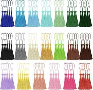 NACHLYNN 120 Pcs Bookmark Tassels Bulk 13cm/5 Inch Silky Handmade Soft Craft Mini Tassels for Jewelry Keychain Making with Loops for Dress Decoration DIY Craft Accessory (20 Colors) NACHLYNN 120 Pcs Bookmark Tassels Bulk 13cm/5 Inch Silky Handmade Soft Craft Mini Tassels for Jewelry Keychain Making with Loops for Dress Decoration DIY Craft Accessory (20 Colors)