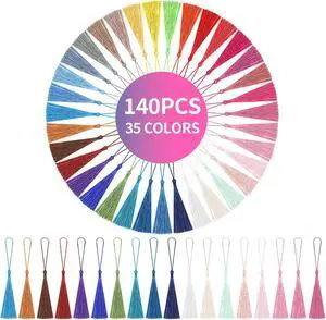 Tassels, 140pcs Bookmark Tassels, 13cm/5 Inch Tassels for Crafts | Tassels in Assorted Colors,Bookmark Tassels Bulk with Loops for Keychain Making, DIY Projects (35 Colors, 4 Pcs Each) Tassels, 140pcs Bookmark Tassels, 13cm/5 Inch Tassels for Crafts | Tassels in Assorted Colors,Bookmark Tassels Bulk with Loops for Keychain Making, DIY Projects (35 Colors, 4 Pcs Each)