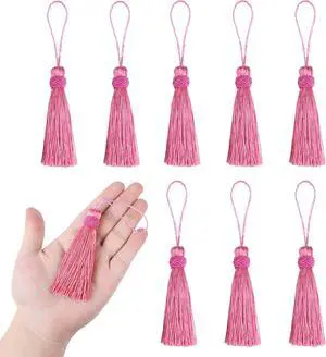 8 Pack 9.5 Inch Twisted Key Tassel with Loops, Pink | Handmade Twisted Key Tassels for Antique Furniture, DIY Craft Accessories, Home Decoration 8 Pack 9.5 Inch Twisted Key Tassel with Loops, Pink | Handmade Twisted Key Tassels for Antique Furniture, DIY Craft Accessories, Home Decoration