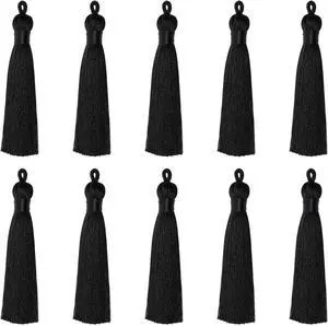 Tupalizy 10PCS Handmade Soft Silky Tassels with Hanging Loop for Bookmarks Keychains Earring Bracelets Jewelry Making Souvenir Graduation Clothing Sewing Gift Tag Art DIY Craft Projects (Black) Tupalizy 10PCS Handmade Soft Silky Tassels with Hanging Loop for Bookmarks Keychains Earring Bracelets Jewelry Making Souvenir Graduation Clothing Sewing Gift Tag Art DIY Craft Projects (Black)