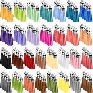 NEBURORA 120 Pcs Multicolor Keychains Tassel 38mm Silver White Hat Leather Tassels for Jewelry Keychain Making Craft Supplies NEBURORA 120 Pcs Multicolor Keychains Tassel 38mm Silver White Hat Leather Tassels for Jewelry Keychain Making Craft Supplies