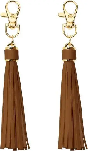 Penta Angel 2Pcs 5.9'' Large PU Leather Tassel with Lobster Swivel Keychain Pendant for Handbag Backpack Jewelry Making(Brown) Penta Angel 2Pcs 5.9'' Large PU Leather Tassel with Lobster Swivel Keychain Pendant for Handbag Backpack Jewelry Making(Brown)