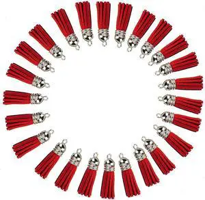 Keychain Tassels Leather Tassel Pendants with Silver White Caps,Tassel Charm for Jewelry Making Keychain Bracelets Ring Crafts -30pcs(1-1/2 inch,Red) Keychain Tassels Leather Tassel Pendants with Silver White Caps,Tassel Charm for Jewelry Making Keychain Bracelets Ring Crafts -30pcs(1-1/2 inch,Red)