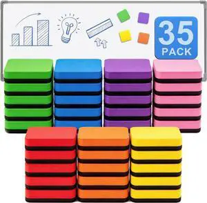 FUMILE 35 Pack Magnetic Mini Dry Erase Whiteboard Erasers for Classroom | 7 Colors Chalkboard Cleaner Wiper for Kids, Classroom Office and Home, Eraser Bulk, Student Must Have, Teacher Supplies FUMILE 35 Pack Magnetic Mini Dry Erase Whiteboard Erasers for Classroom | 7 Colors Chalkboard Cleaner Wiper for Kids, Classroom Office and Home, Eraser Bulk, Student Must Have, Teacher Supplies