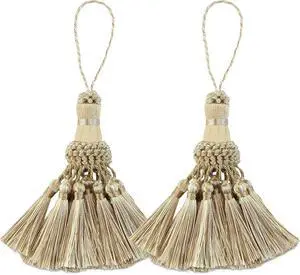 BEL AVENIR Key Tassel 2 Pack Beige Handmade Craft Tassels Charms | Elegant Polyester Tassels, for Key Chain, Straps, DIY Accessories, Home Decoration BEL AVENIR Key Tassel 2 Pack Beige Handmade Craft Tassels Charms | Elegant Polyester Tassels, for Key Chain, Straps, DIY Accessories, Home Decoration