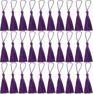 VAPKER 30 Pieces Dark Purple Tassels 13cm/5-Inch Silky Handmade Soft Mini Tassels Floss Bookmark Tassels with 2-Inch Cord Loop for Jewelry Making, DIY Projects, Bookmarks VAPKER 30 Pieces Dark Purple Tassels 13cm/5-Inch Silky Handmade Soft Mini Tassels Floss Bookmark Tassels with 2-Inch Cord Loop for Jewelry Making, DIY Projects, Bookmarks