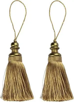 2 Pack Tassel Key Tassel with Loops for Home Decoration | DIY Decorative Tassel Accessories for Home, Door and Furniture Ornament Decoration Projects, Gold 2 Pack Tassel Key Tassel with Loops for Home Decoration | DIY Decorative Tassel Accessories for Home, Door and Furniture Ornament Decoration Projects, Gold