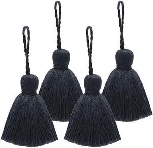 Big Size 4 PCS Tassels for Crafts, Handmade Hanging Tassels for Pillow Decor, Blanket Decoration, with Hanging Rope for Tassel Garland (8cm/3.15 inch) (Black - 4 PCS) Big Size 4 PCS Tassels for Crafts, Handmade Hanging Tassels for Pillow Decor, Blanket Decoration, with Hanging Rope for Tassel Garland (8cm/3.15 inch) (Black - 4 PCS)