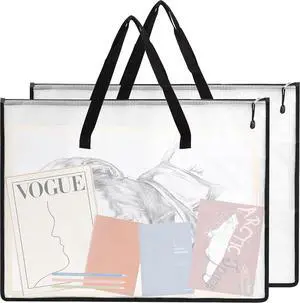 EOOUT 2 Pack 18.5x24.8 Inches Art Portfolio Case, Portfolio Folder for Artwork, Posters Storage Bag with Zipper and Handle Mesh Folder Organizers for Poster, Scrapbook, Keepsake and Bulletin Board EOOUT 2 Pack 18.5x24.8 Inches Art Portfolio Case, Portfolio Folder for Artwork, Posters Storage Bag with Zipper and Handle Mesh Folder Organizers for Poster, Scrapbook, Keepsake and Bulletin Board