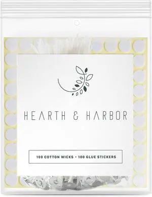 Hearth & Harbor Candle Wicks and Adhesive Candle Wick Stickers, 100 x 6-Inch Cotton Wicks + 100 Double-Sided Heat Resistant Candle Stickers Hearth & Harbor Candle Wicks and Adhesive Candle Wick Stickers, 100 x 6-Inch Cotton Wicks + 100 Double-Sided Heat Resistant Candle Stickers