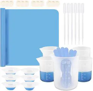 KISREL Silicone Measuring Cups for Resin, Resin Supplies with 250&100ml Silicone Cups, Resin Mixing Cups, Stir Sticks, Epoxy Mixing Cup, Molds KISREL Silicone Measuring Cups for Resin, Resin Supplies with 250&100ml Silicone Cups, Resin Mixing Cups, Stir Sticks, Epoxy Mixing Cup, Molds