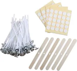 MILIVIXAY 3.5" Candle Wick Bundle: 100PCS Candle Wicks, 100PCS Candle Wick Stickers and 6PCS Wooden Candle Wick Holders - Wicks Coated with Paraffin Wax, Cotton Wicks Kits for Candle Making. MILIVIXAY 3.5" Candle Wick Bundle: 100PCS Candle Wicks, 100PCS Candle Wick Stickers and 6PCS Wooden Candle Wick Holders - Wicks Coated with Paraffin Wax, Cotton Wicks Kits for Candle Making.
