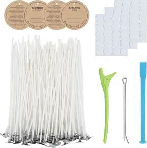 CandMak Candle Wick Kit - 60 Cotton Wicks with Candle Making Tools (Thick 4"+6"+8") CandMak Candle Wick Kit - 60 Cotton Wicks with Candle Making Tools (Thick 4"+6"+8")