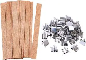 100 Pcs Wood Candle Wicks for Candle Making-50 Wicks & 50 Wick Holders | Smokeless Wooden Wicks Long Lasting Candle Cores with Iron Standers for Candle Making Supplies, 5.1 X 0.5 Inch 100 Pcs Wood Candle Wicks for Candle Making-50 Wicks & 50 Wick Holders | Smokeless Wooden Wicks Long Lasting Candle Cores with Iron Standers for Candle Making Supplies, 5.1 X 0.5 Inch