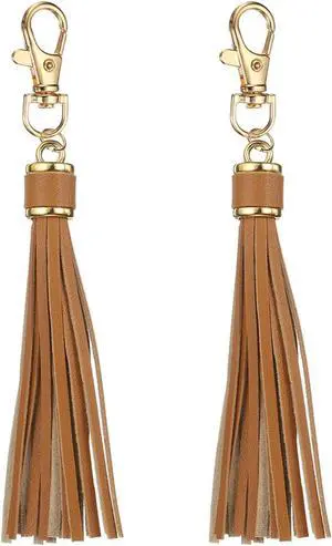 uxcell 2pcs PU Leather Tassels, 6 Inch Keychain Tassel Charm with Lobster Swivel for Jewelry Making, Handbag, DIY Crafts, (Light Brown) uxcell 2pcs PU Leather Tassels, 6 Inch Keychain Tassel Charm with Lobster Swivel for Jewelry Making, Handbag, DIY Crafts, (Light Brown)