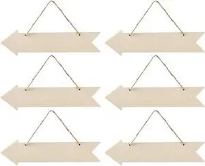 6pcs Unfinished Wood Sign Blank Arrow Shape Hanging Wooden Plaque DIY Craft Project Wood Sign with Rope Door Wall Art Decorative, 3x11 Inch 6pcs Unfinished Wood Sign Blank Arrow Shape Hanging Wooden Plaque DIY Craft Project Wood Sign with Rope Door Wall Art Decorative, 3x11 Inch