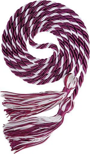 Graduation Honor Cords, 68" Long (Maroon with White) Graduation Honor Cords, 68" Long (Maroon with White)