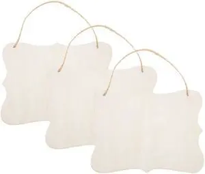 JANOU 3pcs Unfinished Wood Sign Blank Hanging Wooden Plaque DIY Craft Project Wood Sign with Rope Door Wall Art Decorative, Style 1, 9x6.5'' JANOU 3pcs Unfinished Wood Sign Blank Hanging Wooden Plaque DIY Craft Project Wood Sign with Rope Door Wall Art Decorative, Style 1, 9x6.5''