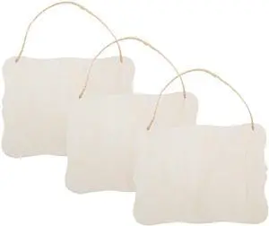 JANOU 3pcs Unfinished Wood Sign Blank Hanging Wooden Plaque DIY Craft Project Wood Sign with Rope Door Wall Art Decorative, Style 3, 9x6.5'' JANOU 3pcs Unfinished Wood Sign Blank Hanging Wooden Plaque DIY Craft Project Wood Sign with Rope Door Wall Art Decorative, Style 3, 9x6.5''