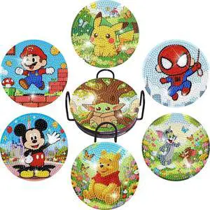Cartoon Diamond Art Coasters for Adults & Kids,7 Packs Diamond Painting Coasters Kits with Holder,Paint with Diamonds Coasters Craft Supplies Cartoon Diamond Art Coasters for Adults & Kids,7 Packs Diamond Painting Coasters Kits with Holder,Paint with Diamonds Coasters Craft Supplies