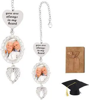 Gosknor 2026 Graduation Cap Photo Charm with Angel Wings, Silver Custom Memorial Tassel Charm, Personalized Graduate Gift Picture Pendant for Class of 2026 Ceremony Gosknor 2026 Graduation Cap Photo Charm with Angel Wings, Silver Custom Memorial Tassel Charm, Personalized Graduate Gift Picture Pendant for Class of 2026 Ceremony
