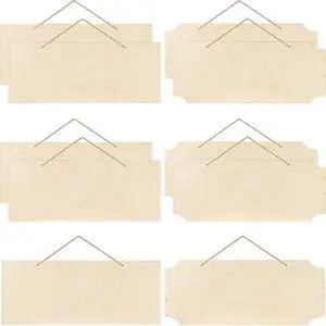 Patelai 10 Pcs Unfinished Hanging Wood Sign 9.8 x 3.9 Inch Rectangle Blank Wooden Plaque Blank Hanging Wooden Slices Banners with Ropes for Painting Writing DIY Home Crafts (2 Styles) Patelai 10 Pcs Unfinished Hanging Wood Sign 9.8 x 3.9 Inch Rectangle Blank Wooden Plaque Blank Hanging Wooden Slices Banners with Ropes for Painting Writing DIY Home Crafts (2 Styles)