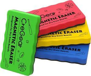 CREGEAR Magnetic Dry Erase Erasers, 4 Pack, 4 Colors, 4 x 2 x 0.6 Inch | Reusable Felt Whiteboard Erasers with Strong Magnets for Clean Wiping on Dry Erase Boards, Chalkboards at School, Office CREGEAR Magnetic Dry Erase Erasers, 4 Pack, 4 Colors, 4 x 2 x 0.6 Inch | Reusable Felt Whiteboard Erasers with Strong Magnets for Clean Wiping on Dry Erase Boards, Chalkboards at School, Office