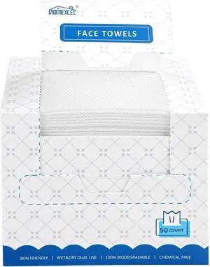 HOMEXCEL Face Towels, Disposable Face Towelette Ultra Soft & Absorbent | Biodegradable Makeup Remover Dry Wipes, Clean Facial Wash Cloth for All Skin, Lint-Free for Skincare & Cleansing, 50 Count HOMEXCEL Face Towels, Disposable Face Towelette Ultra Soft & Absorbent | Biodegradable Makeup Remover Dry Wipes, Clean Facial Wash Cloth for All Skin, Lint-Free for Skincare & Cleansing, 50 Count