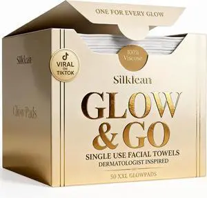 Glow & Go XL Disposable Face Towel 10x15 Inch, 100% Biodegradable Premium Towels for Fine Line Prevention & Radiant Skin, Chemical Free, 50 Count One Month Supply, 1 Pack Glow & Go XL Disposable Face Towel 10x15 Inch, 100% Biodegradable Premium Towels for Fine Line Prevention & Radiant Skin, Chemical Free, 50 Count One Month Supply, 1 Pack