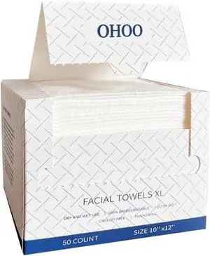 Disposable Face Towels 10"×12" Makeup Remover and Clean Soft and Thick Dry Wipes Facial Tissue XL Towelettes 50 Count Disposable Face Towels 10"×12" Makeup Remover and Clean Soft and Thick Dry Wipes Facial Tissue XL Towelettes 50 Count