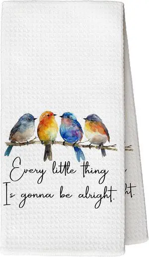 Every Little Thing is Gonna Be Alright Kitchen Towels, Sparrow Bird Gifts for Bird Lovers Women, Bird Kitchen Towels for Women, Inspirational Quotes Tea Towels Kitchen Hand Towels 16x24 Inch Every Little Thing is Gonna Be Alright Kitchen Towels, Sparrow Bird Gifts for Bird Lovers Women, Bird Kitchen Towels for Women, Inspirational Quotes Tea Towels Kitchen Hand Towels 16x24 Inch
