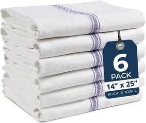 LANE LINEN Dish Towels 100% Cotton Absorbent Lint-Free 6 Pack | For Hand Drying and Cleanup, Classic Herringbone Weave, Dish Towels For Kitchen, Quick Drying Cotton - Blue Stripe LANE LINEN Dish Towels 100% Cotton Absorbent Lint-Free 6 Pack | For Hand Drying and Cleanup, Classic Herringbone Weave, Dish Towels For Kitchen, Quick Drying Cotton - Blue Stripe
