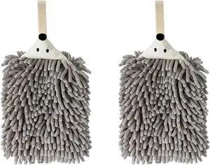 Chenille Hand Towels for Bathroom Kitchen and Bedroom |Hanging Hand Drying Towel with Button Loop | Funny Hedgehog Hand Towel | 2 Packs Chenille Hand Towels for Bathroom Kitchen and Bedroom |Hanging Hand Drying Towel with Button Loop | Funny Hedgehog Hand Towel | 2 Packs