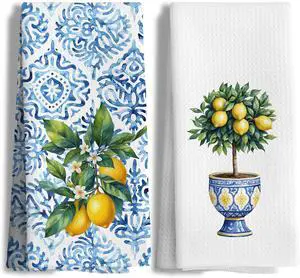 Chinoiserie Lemon Kitchen Hand Towels Decorative Set of 2 for Bathroom, Chinoiserie Lemon Kitchen Bathroom Decor and Accessories, 16x24 Inch Chinoiserie Lemon Kitchen Hand Towels Decorative Set of 2 for Bathroom, Chinoiserie Lemon Kitchen Bathroom Decor and Accessories, 16x24 Inch