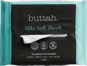 Buttah Skin Disposable Face Towels, 24 Count Extra Thick, Soft, Large Towels for Sensitive Skin, Travel, and Makeup Removal Buttah Skin Disposable Face Towels, 24 Count Extra Thick, Soft, Large Towels for Sensitive Skin, Travel, and Makeup Removal