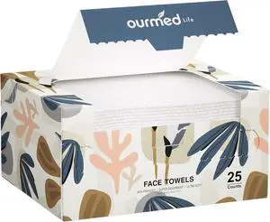 Ourmed Life Disposable Face Towels XL, Ultra Soft & Absorbent, 25 Count | 10" x 12", Sensitive Skin Friendly, Skin Soothing, Redness Care, Biodegradable, Facial Towels for Makeup Removal & Cleansing Ourmed Life Disposable Face Towels XL, Ultra Soft & Absorbent, 25 Count | 10" x 12", Sensitive Skin Friendly, Skin Soothing, Redness Care, Biodegradable, Facial Towels for Makeup Removal & Cleansing