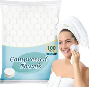 AIDEA Compressed Towels, Portable Face Towels Disposable 100pcs | Makeup Remover Wipes, Mini Disposable Washcloths for Travel, Facial Cleansing, Home and Outdoor Activities, 8"×9" AIDEA Compressed Towels, Portable Face Towels Disposable 100pcs | Makeup Remover Wipes, Mini Disposable Washcloths for Travel, Facial Cleansing, Home and Outdoor Activities, 8"×9"