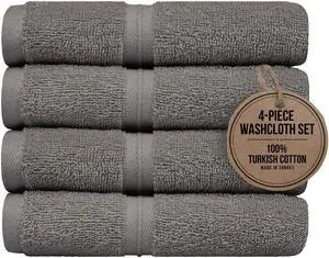 Quick Dry & Absorbent Wash Cloths Set of 4 (12" x 12") Hotel Quality, Versatile as, Washcloths for Your Face, Face Towel Set, Spa Towels, Hand Towels, Soft Wash Cloths -%100 Cotton - Gray Quick Dry & Absorbent Wash Cloths Set of 4 (12" x 12") Hotel Quality, Versatile as, Washcloths for Your Face, Face Towel Set, Spa Towels, Hand Towels, Soft Wash Cloths -%100 Cotton - Gray
