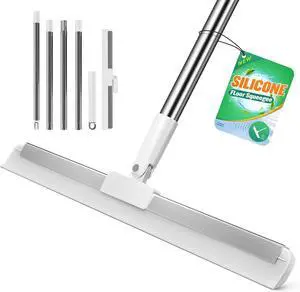 Silicone Squeegee for Floor, 180° Rotating Squeegee Broom, Floor Squeegee with a Long Handle, Squeegee for Water and Pet Hair Removal on Bathroom Floors, Tile, Glass, Indoor Window Cleaning Tool Silicone Squeegee for Floor, 180° Rotating Squeegee Broom, Floor Squeegee with a Long Handle, Squeegee for Water and Pet Hair Removal on Bathroom Floors, Tile, Glass, Indoor Window Cleaning Tool