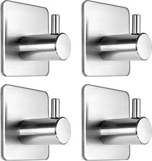 Fotosnow Adhesive Towel Hooks 15lbs Heavy Duty Wall Hooks Waterproof Stainless Steel Hanger for Hanging Coat, Hat, Towel Robe Hook Rack Wall Mount- Bathroom and Bedroom 4-Packs Fotosnow Adhesive Towel Hooks 15lbs Heavy Duty Wall Hooks Waterproof Stainless Steel Hanger for Hanging Coat, Hat, Towel Robe Hook Rack Wall Mount- Bathroom and Bedroom 4-Packs