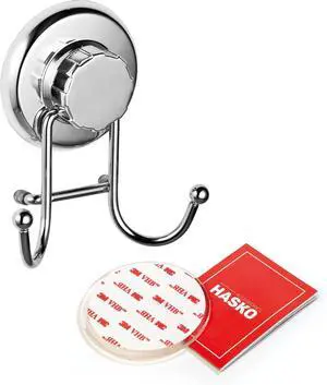 HASKO accessories - Powerful Vacuum Suction Cup Hooks Holder for Towel, Robe and Loofah - Stainless Steel Hook for Bathroom and Kitchen (Chrome) HASKO accessories - Powerful Vacuum Suction Cup Hooks Holder for Towel, Robe and Loofah - Stainless Steel Hook for Bathroom and Kitchen (Chrome)