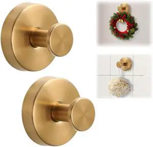 Suction Cup Hooks for Wreaths on Glass, No-Drill Suction Cup Hooks, Wreath Hangers for Front Doors, Metal Towel Hooks for Showers Bathrooms Mirrors (2Pcs Gold) Suction Cup Hooks for Wreaths on Glass, No-Drill Suction Cup Hooks, Wreath Hangers for Front Doors, Metal Towel Hooks for Showers Bathrooms Mirrors (2Pcs Gold)
