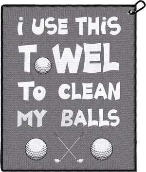 Funny Printed Golf Towel with Clip, Golf Gift for Men Dad Husband Gray | "Clean My Balls" funny slogan, soft absorbent fabric, durable clip for golf bag, great gift for dad, husband and golf lovers Funny Printed Golf Towel with Clip, Golf Gift for Men Dad Husband Gray | "Clean My Balls" funny slogan, soft absorbent fabric, durable clip for golf bag, great gift for dad, husband and golf lovers