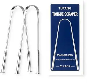 Stainless Steel Tongue Scraper (2 pack) - Rust - Resistant Metal Tongue Cleaner For Adults Bad Breath Removal Tool - Oral Hygiene Kit Stainless Steel Tongue Scraper (2 pack) - Rust - Resistant Metal Tongue Cleaner For Adults Bad Breath Removal Tool - Oral Hygiene Kit