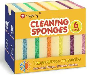 Orighty Dish Sponges, Temperature-Responsive Kitchen Sponges 6 Pack | Dual-Sided Scrub Sponge, Dish Scrubber, Non-Scratch Cleaning Sponge for Kitchen, Bathroom & Household Orighty Dish Sponges, Temperature-Responsive Kitchen Sponges 6 Pack | Dual-Sided Scrub Sponge, Dish Scrubber, Non-Scratch Cleaning Sponge for Kitchen, Bathroom & Household